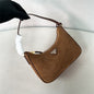 Prada Aimée Medium Suede Shoulder Bag in brown.