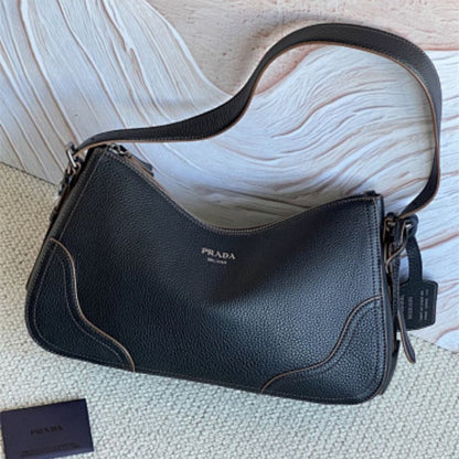 Prada Aimée Large Leather Shoulder Bag.