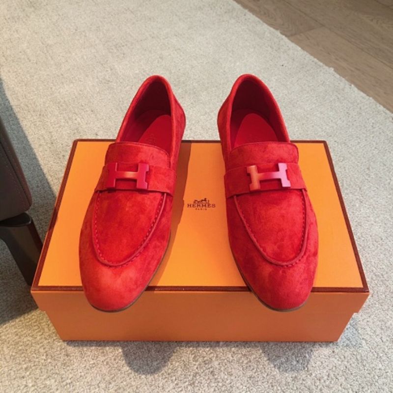 Hermès Paris Loafers in a vibrant monochromatic red