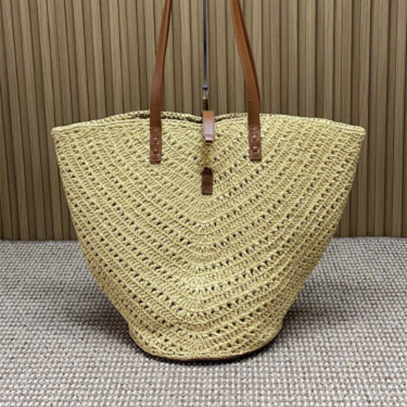 Saint Laurent Panier Raffia Tote Bag,