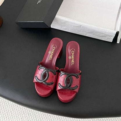 Chanel Crocodile Embossed Calfskin & Patent Calfskin Mules,