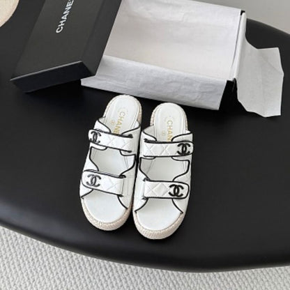 Chanel Quilted Graphic-Trim Dad Sandals from the Cruise