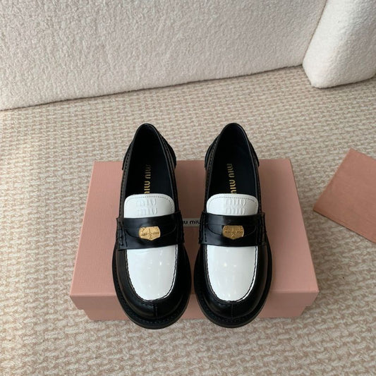 Miu Miu Two-Tone Patent-Leather Penny Loafers