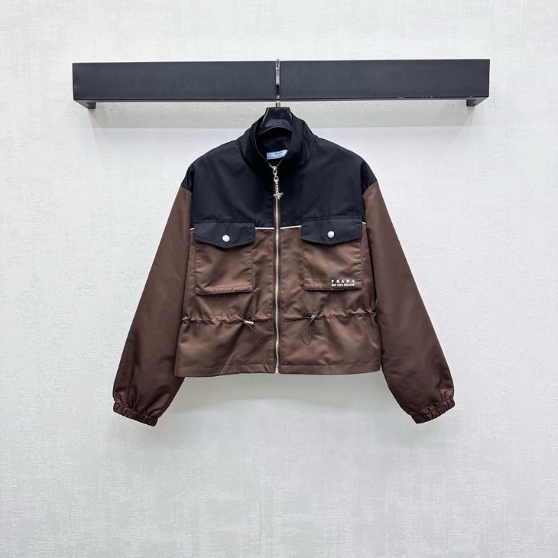 Prada color-block jacket in a black and brown two-tone design