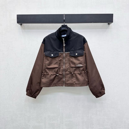 Prada color-block jacket in a black and brown two-tone design