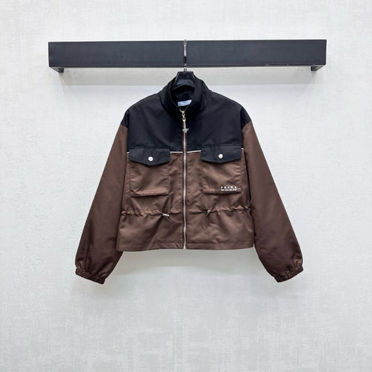 Prada color-block jacket in a black and brown two-tone design