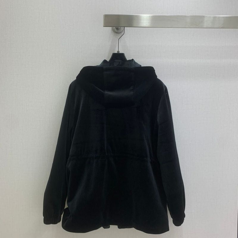 Prada velvet down jacket with a hood