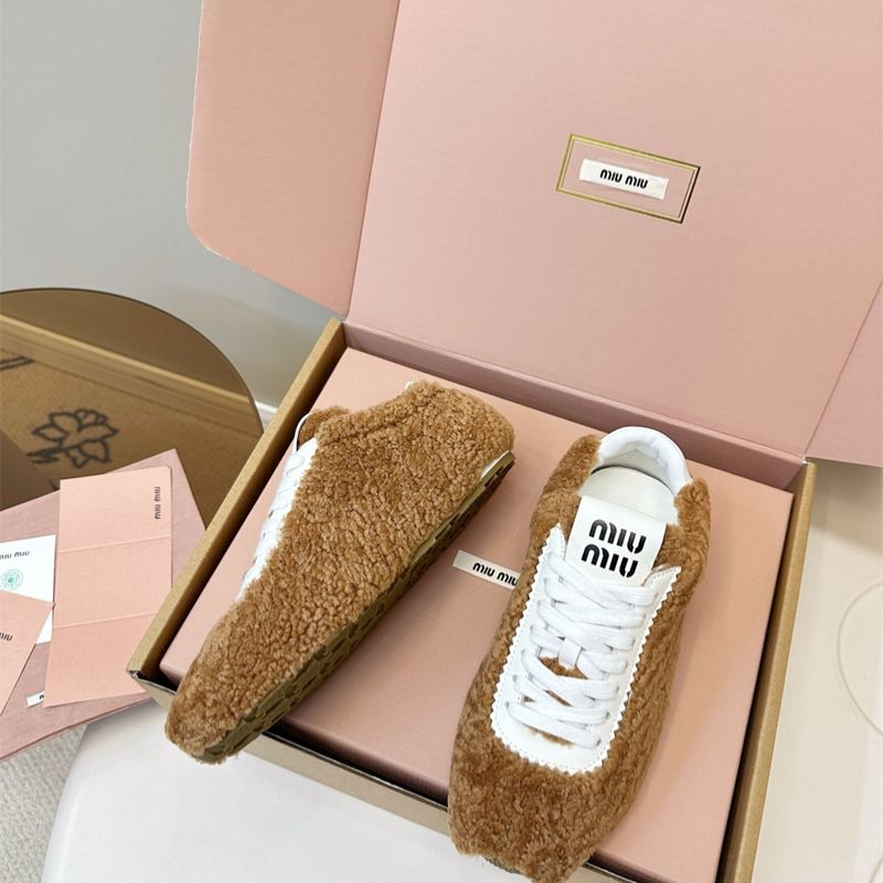 Miu Miu Shearling Low-Top Sneakers