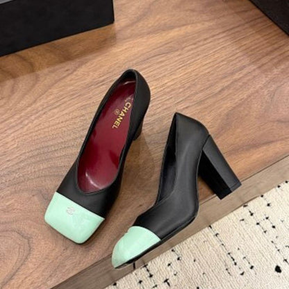 Chanel Lambskin and Patent Calfskin Cap-Toe Pumps,
