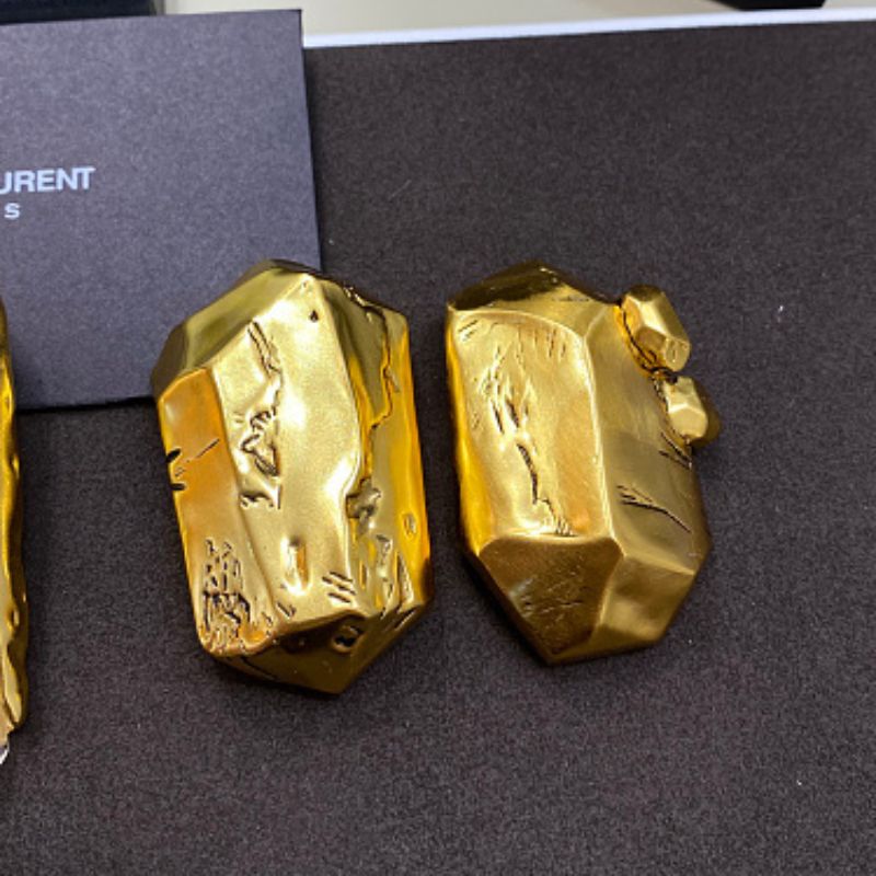 Saint Laurent Sculptural Mineral Clip-On Earrings