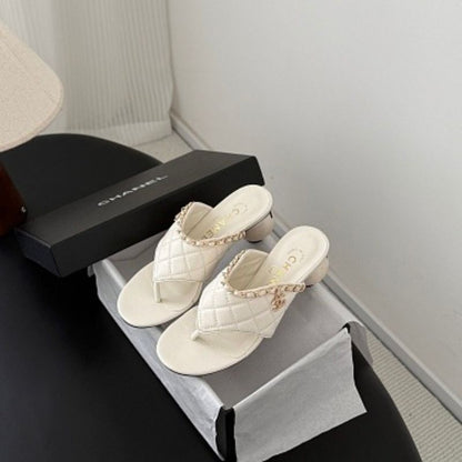 Chanel Quilted Lambskin Chain Link Thong Sandals