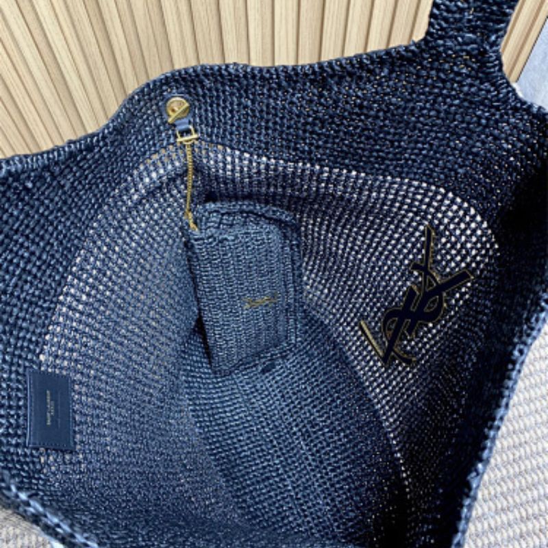 Saint Laurent Icare Maxi Tote in black raffia.