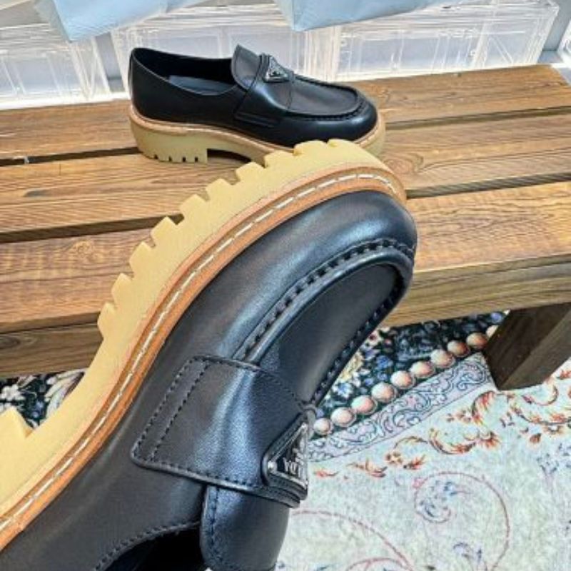 Prada Chocolate Brushed Leather Loafers