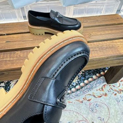 Prada Chocolate Brushed Leather Loafers