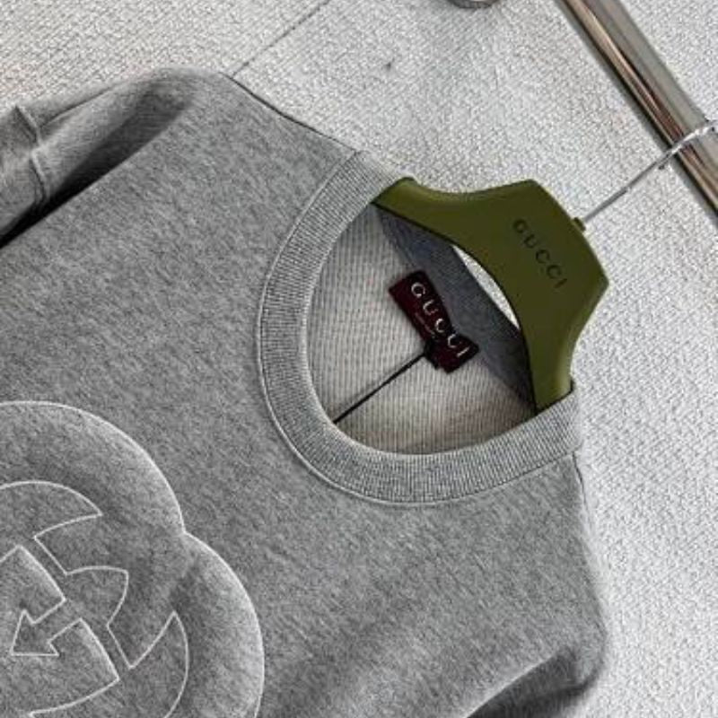 Gucci Logo-Embossed Cotton Sweatshirt in a grey