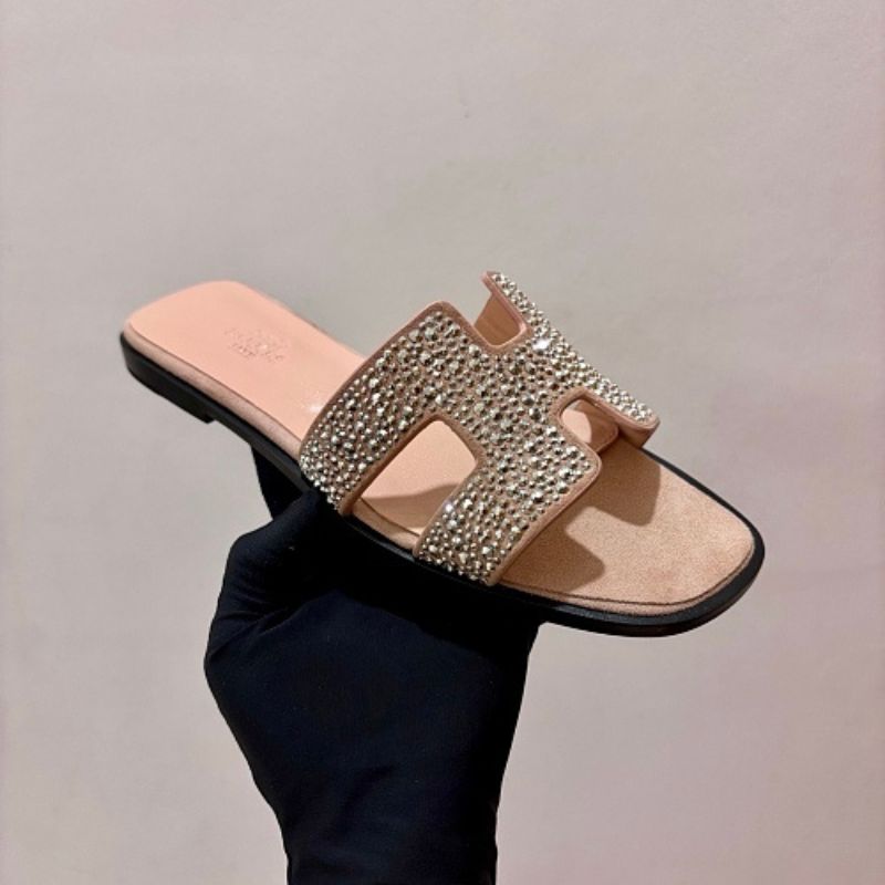 Hermès Oran Sandals in a specialized crystal-embellished version.
