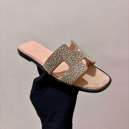 Hermès Oran Sandals in a specialized crystal-embellished version.