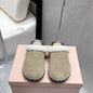Miu Miu Shearling-Trimmed Suede Clogs