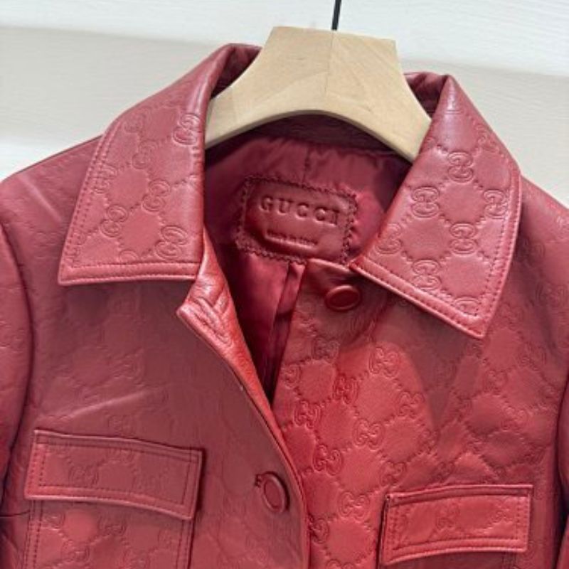 Gucci GG Embossed Leather Jacket