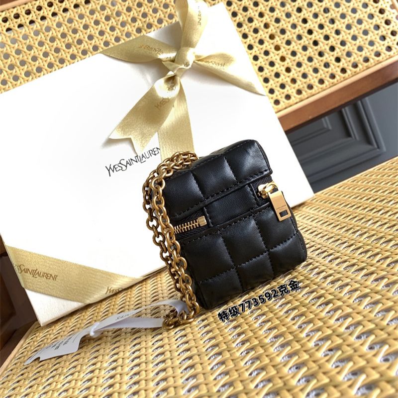 Saint Laurent Cassandre Matelassé Carré Mini Cube on Chain