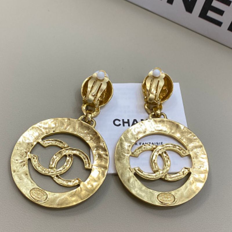 Chanel Round Medallion "Chanel Paris" CC Drop Earrings