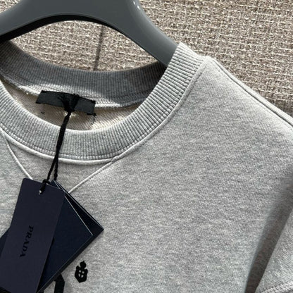 Prada cotton fleece sweatshirt with a relaxed fit silhouette