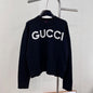 Gucci Logo Intarsia Knit Wool Sweater in black