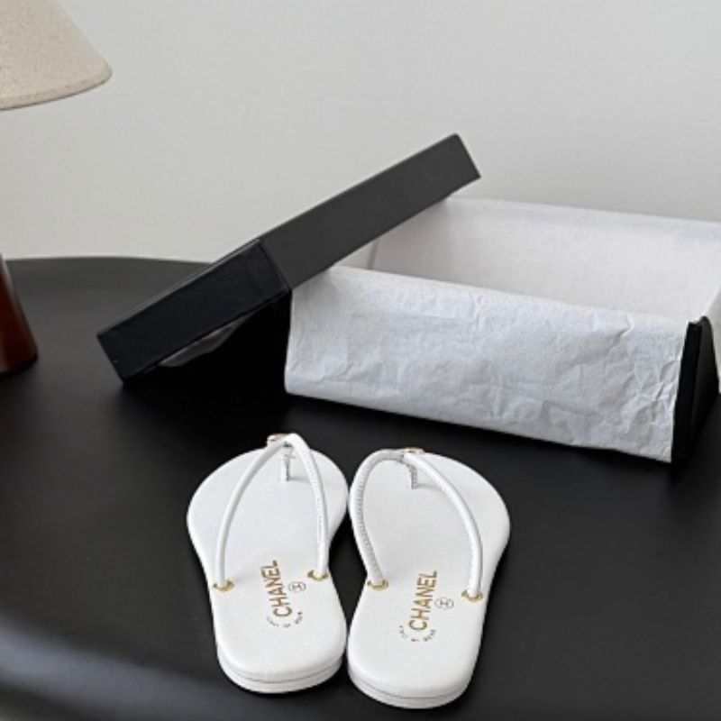 Chanel Lambskin T-Strap Thong Sandals