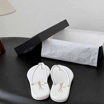 Chanel Lambskin T-Strap Thong Sandals