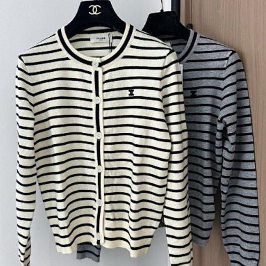 Celine Striped Knit Cardigan