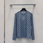 Christian Dior long-sleeved blue and white Dior Oblique monogram top