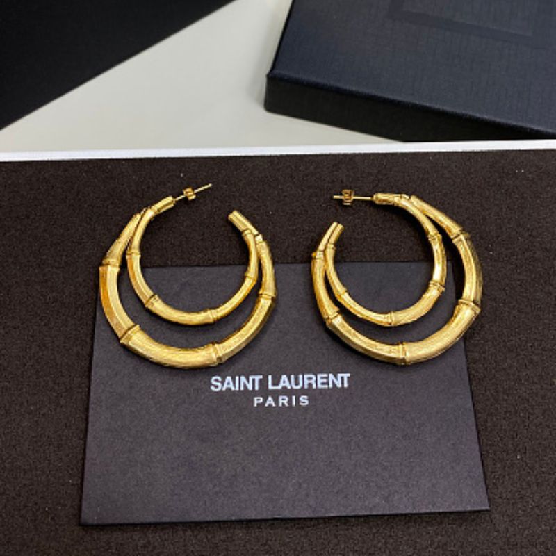Saint Laurent Double Bamboo Hoop Earrings
