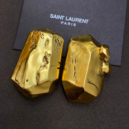 Saint Laurent Sculptural Mineral Clip-On Earrings