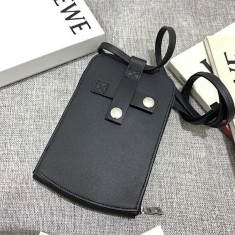 Loewe Men's Anagram Leather Wristlet Case in black