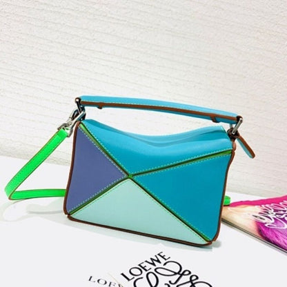 Loewe Puzzle Mini Bag in a multi-toned blue and green