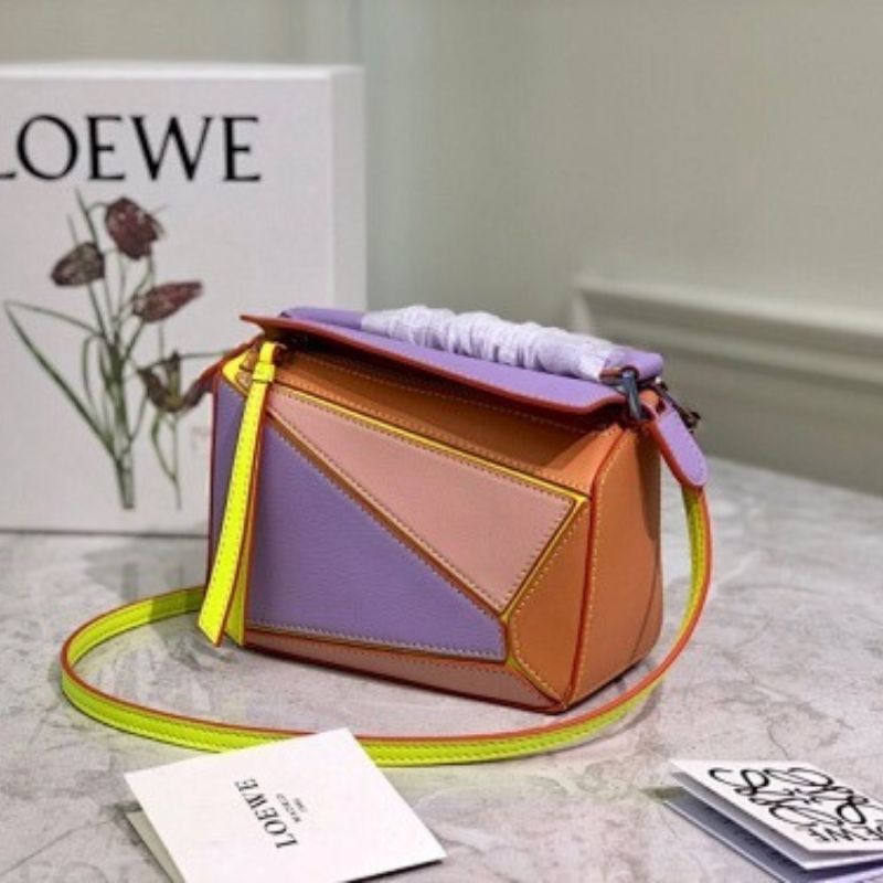 Loewe Puzzle Mini Bag  orange, purple, and pink panels