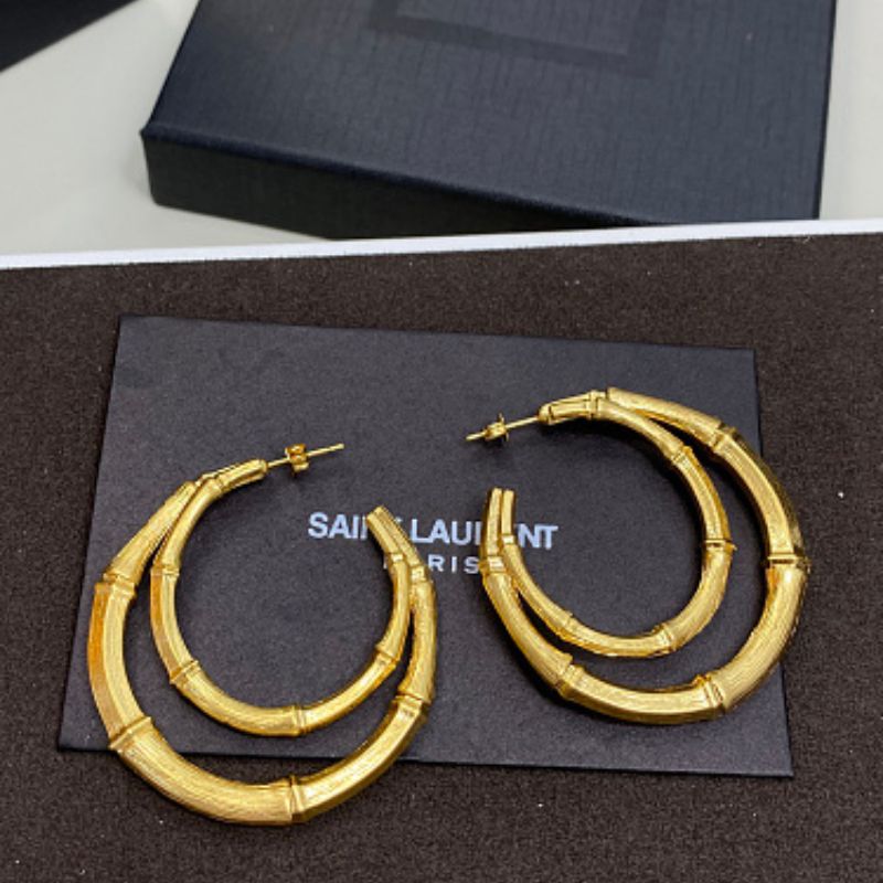Saint Laurent Double Bamboo Hoop Earrings