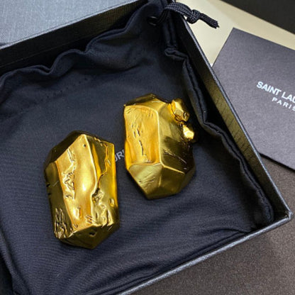Saint Laurent Sculptural Mineral Clip-On Earrings