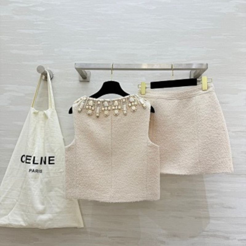 Celine embellished top and mini skirt set