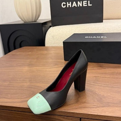 Chanel Lambskin and Patent Calfskin Cap-Toe Pumps,