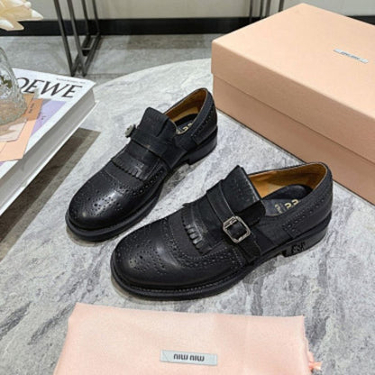 Miu Miu x Church's Leather Monk Strap Brogue Shoes.