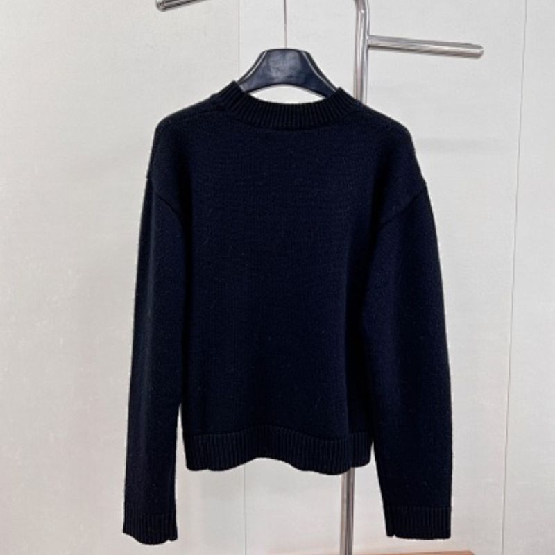 Gucci Logo Intarsia Knit Wool Sweater in black