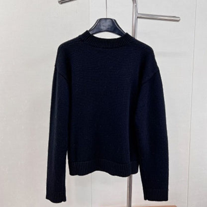 Gucci Logo Intarsia Knit Wool Sweater in black