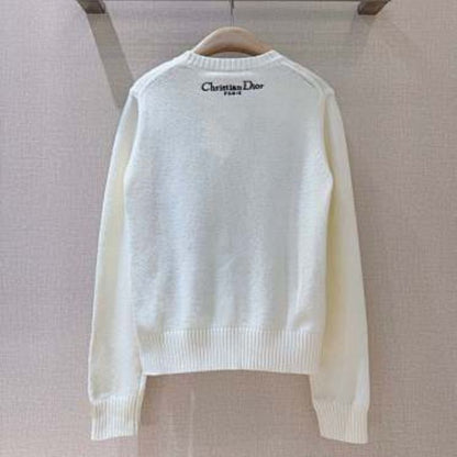 Dior embroidered sweater in ecru cashmere and wool