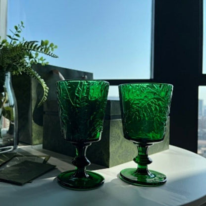 Gucci vintage-style green embossed wine goblets