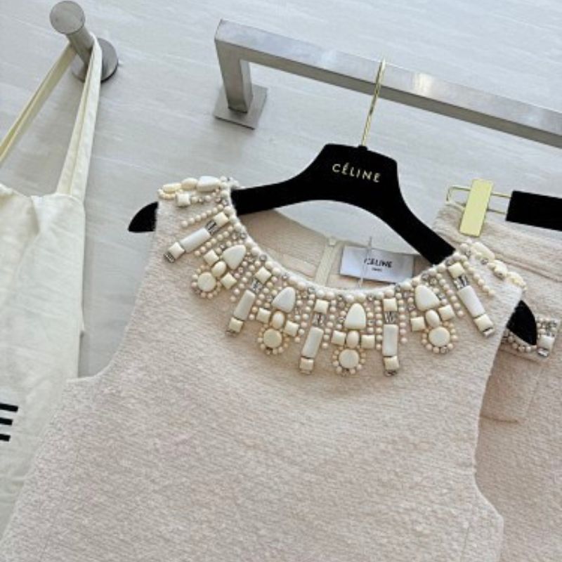 Celine embellished top and mini skirt set