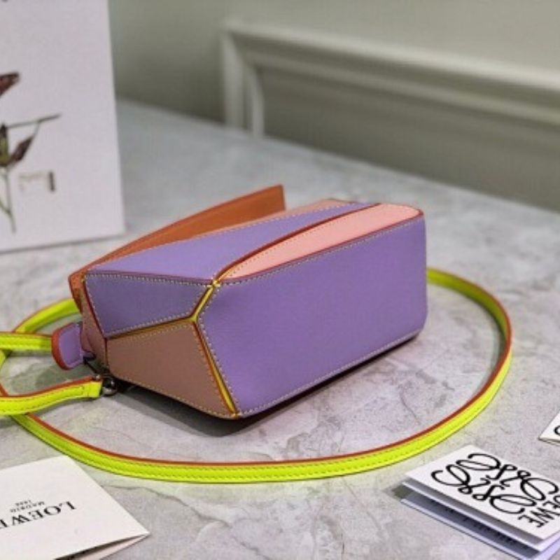 Loewe Puzzle Mini Bag  orange, purple, and pink panels