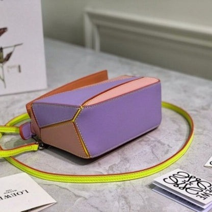 Loewe Puzzle Mini Bag  orange, purple, and pink panels