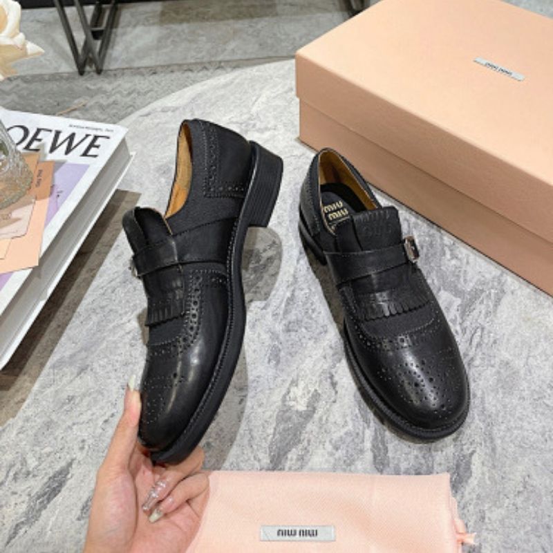 Miu Miu x Church's Leather Monk Strap Brogue Shoes.