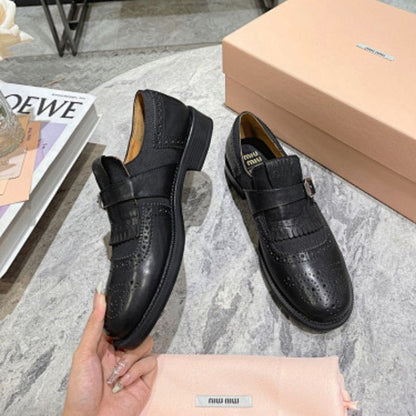 Miu Miu x Church's Leather Monk Strap Brogue Shoes.